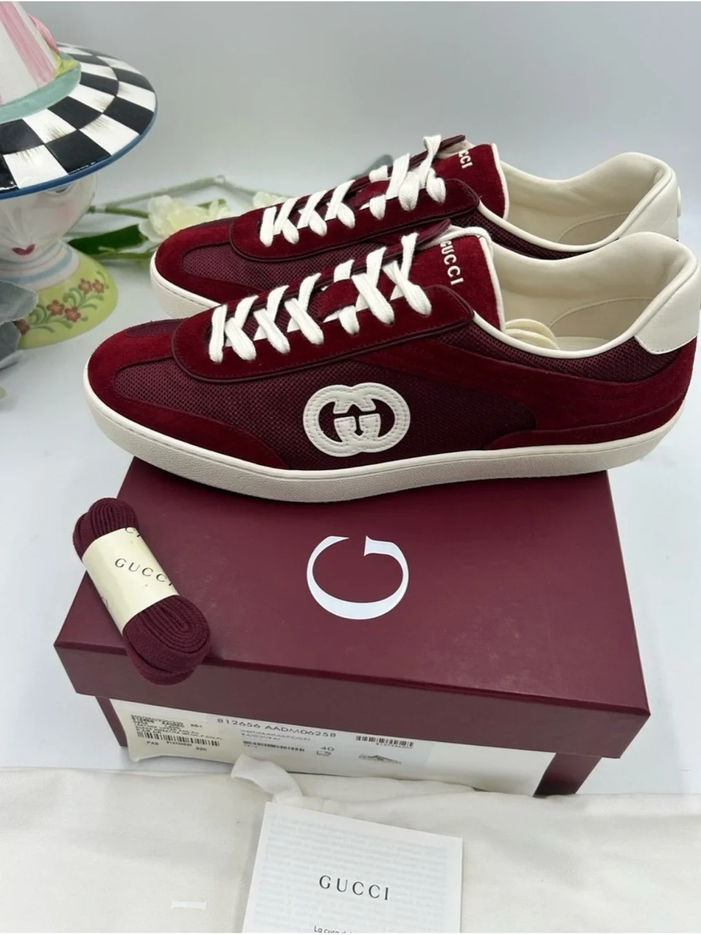 Women's Gucci interlocking G suede/mesh sneakers size 40/10 US made in Italy